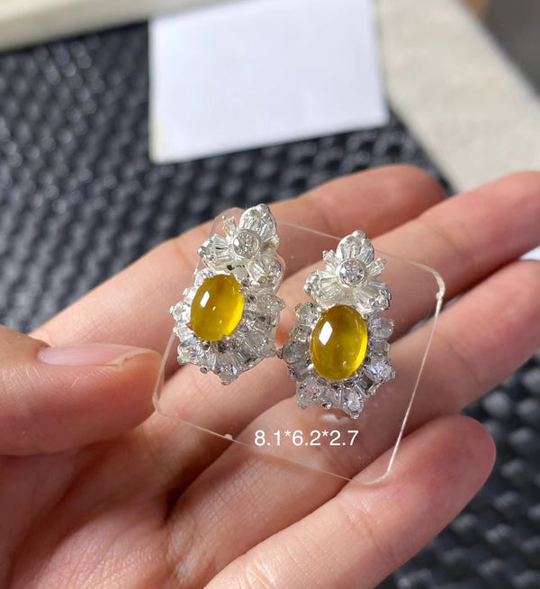 Pre/order Pair of Icy Yellow jade